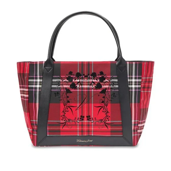 VS Plaid Tote Brand New! Red & Black Perfect Christmas Present! Gift NWT - Picture 4 of 16